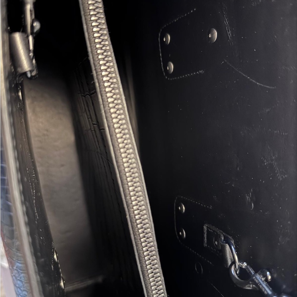 Saint Laurent Sac Du Jour - Black Crocodile-Embossed Leather, Silver Hardware - Picture 8 of 10